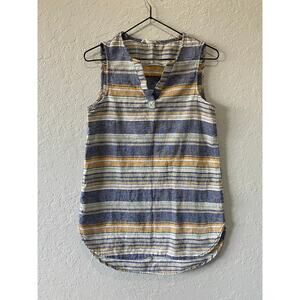 Beach lunch lounge Striped Linen Blend Sleeveless Top Size XS Boho Lagenlook